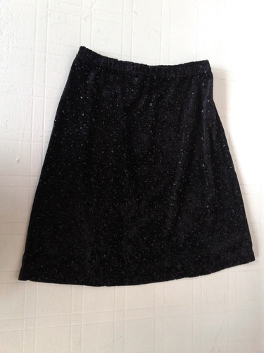 Pollera De Plush Con Brillos Manteca Talle 1