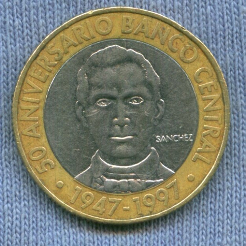 Republica Dominicana 5 Pesos 1997 * Bimetalica * Aniv. Banco