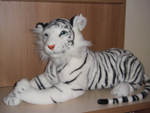 Tigre Pelucia Branco 112cms Total  Atoxico C/selo Do Imetro