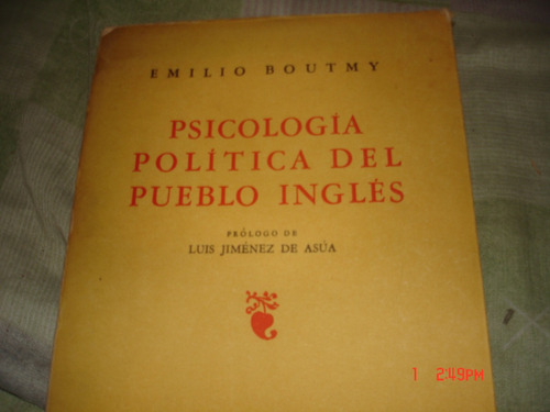 Emilio Boutmy Psicologia Politica Del Pueblo Ingles (p)