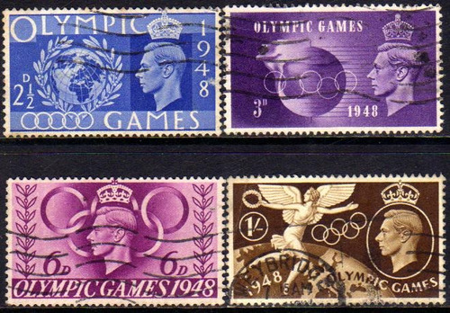 Reino Unido Serie X 4 Usados Olimpíadas De Londres Año 1948
