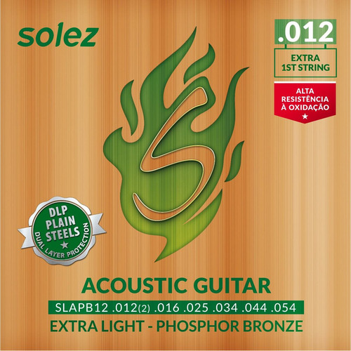 Imagem 1 de 3 de Encordoamento Violão Aço Solez 012 Phosphor Bronze