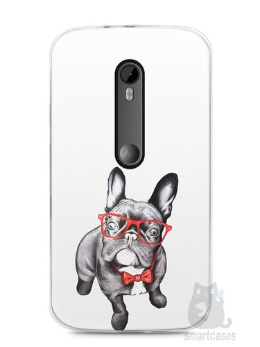 Capa Moto G3 Cachorro Bulldog Francês Estiloso