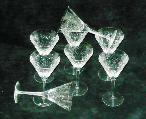 8 Copas Cristal Tallado Pie Facetado Alt.14cm, Pesaditas