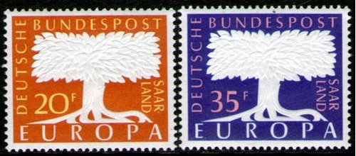 Imagen 1 de 1 de Saar-sarre Serie X 2 Sellos Mint Europa Por La Paz Año 1957