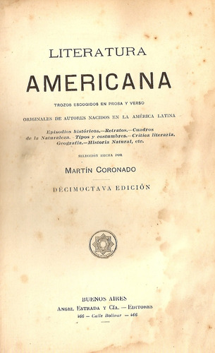 Literatura Americana - Martin Coronado - Estrada