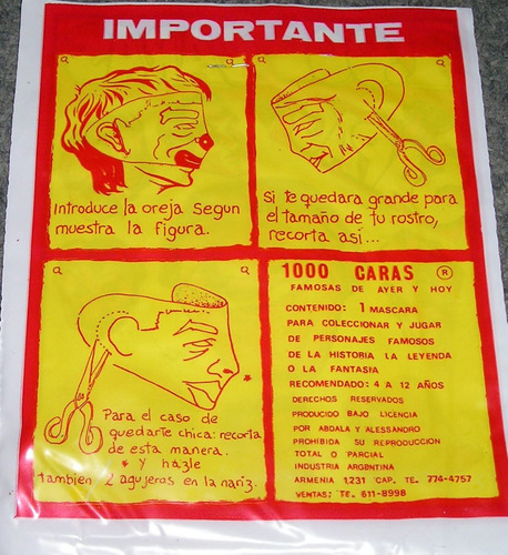 Sobre Retro Las 1000 Caras De Sapag Mascaras Famosos