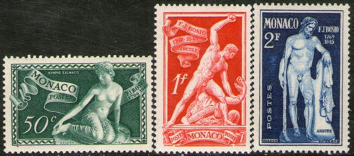 Mónaco Serie No Completa X 3 Sellos Nuevos Esculturas 1948