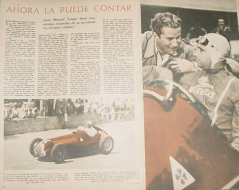 Clipping Automovilismo 1953 Accidente Juan Manuel Fangio 4pg