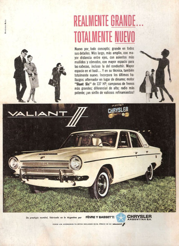 Antigua Publicidad Valiant 3 Decada ´60