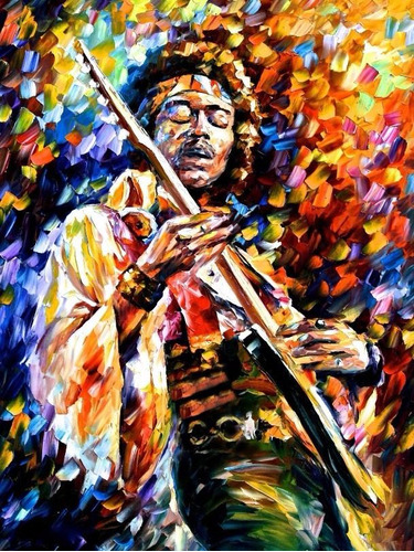 Poster Rock Afremov 60x80cm Jimi Hendrix Pra Ornamentar Sala