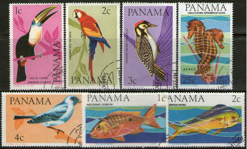 Panamá 2 Series Completas Usadas Fauna, Aves, Peces Año 1965