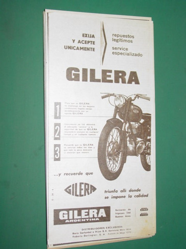 Publicidad Motocicletas Moto Gilera Boris Garfunkel Mod. 1