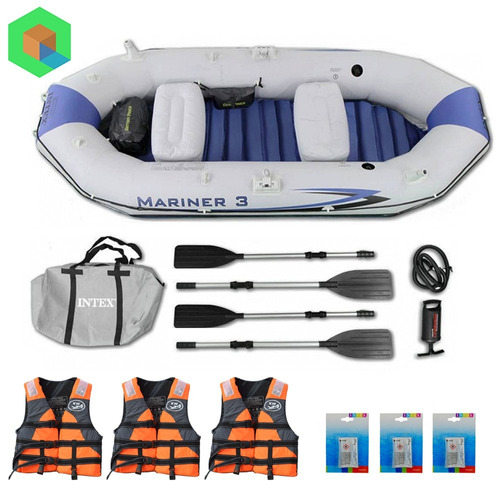 Bote Inflable Mariner 3 + 4 Remos + 3 Chalecos + 3 Parches