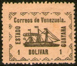 Venezuela Sello Nuevo Guyana X 1b. Barco A Vapor Año 1903 