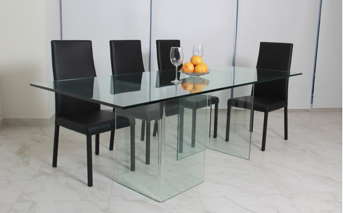 Comedor De Cristal Minimalista Y 6 Sillas Praga