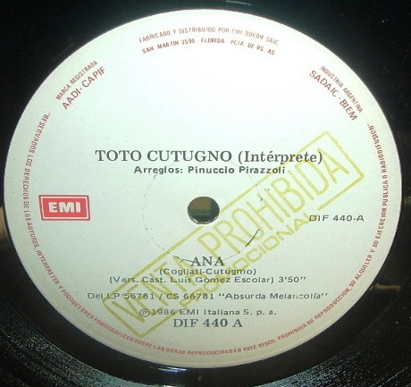 Mijares Toto Cutugno Siempre / Ana Simple Argentino Promo