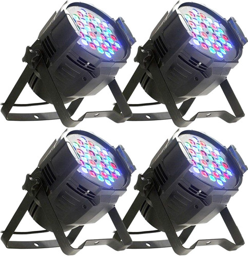 Kit 4 Refletores Led Par 64 Rgb 36 Leds 3w Strobo Digital