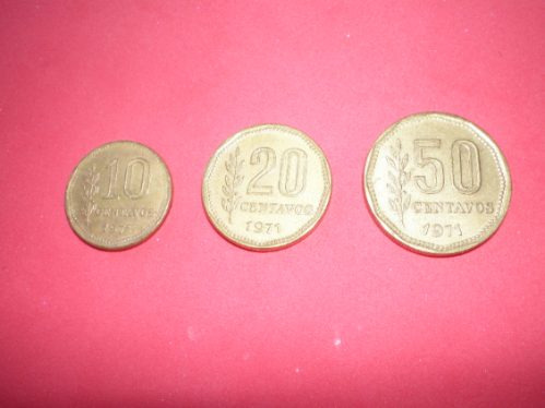 Lote De 3 Monedas De 10 - 20 - 50  Centavos  Año 1971