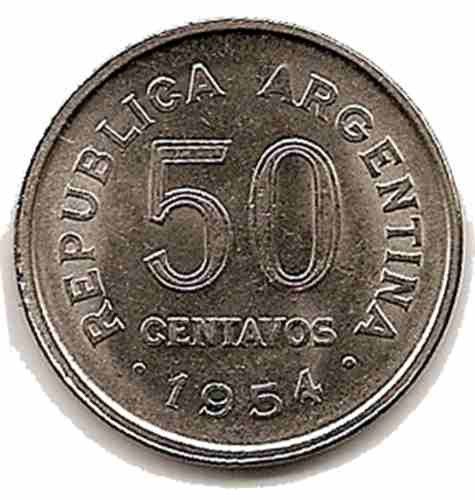 Argentina Moneda Año 1954 De 50 Centavos No Envío,leer*