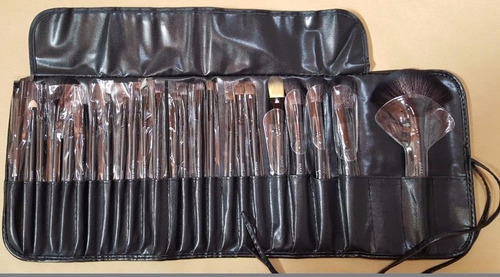 Imagen 3 de 5 de Set 24 Pinceles Profesionales Para Maquillaje Negro