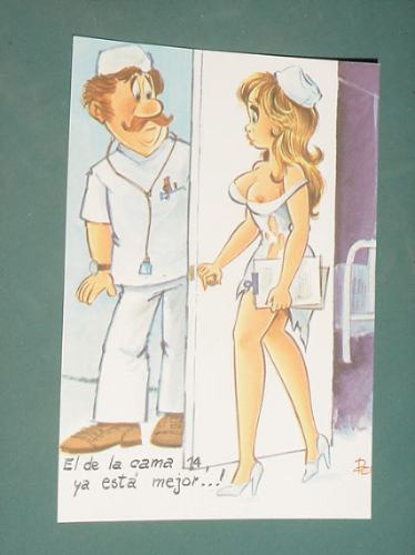 Postal Caricatura Humor Dibujos Picaresca Sexy Enfermera 14