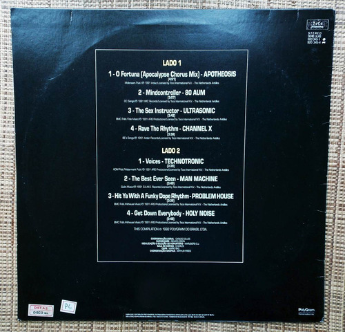 Lp Disco Vinil Techno Rave - Dance E Rave / Raro Seminovo (Usado)