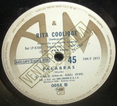 Rita Coolidge Palabras Bee Gees Simple Argentino Promo