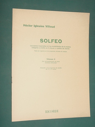 Solfeo Ricordi Musica Indigena Criolla Villoud 27 Pg Vol2