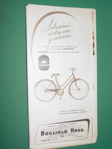 Publicidad Bicicletas Alliprandi Bogliolo Hnos. Mod 2