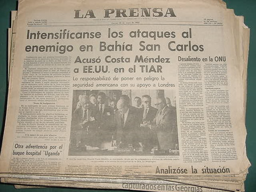 Diario Prensa Guerra Malvinas Falklands 28/5/82 Ataques