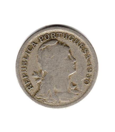 Moneda Portugal 50 Centavos 1930 Km#577 Escasa