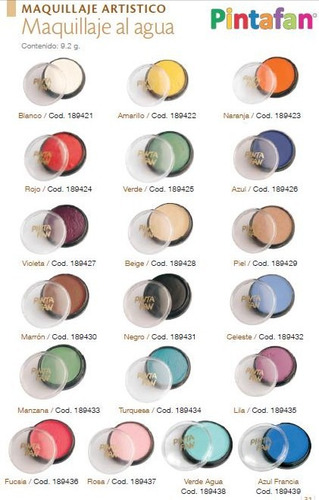 Imagen 3 de 4 de Maquillaje Artistico Al Agua Acuarelable Pintafan 4,5gr