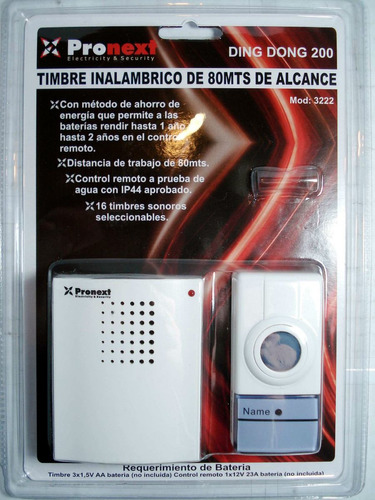 Timbre Inalambrico Alcance 80 Metros Resistente Agua Ding200