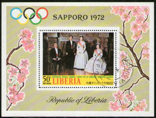 Liberia Bloc Aéreo Usado 11° Olimpíadas Sapporo Año 1972