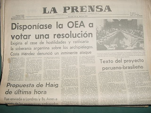 Diario Prensa Guerra Malvinas Falklands 28/4/82 Resolucion