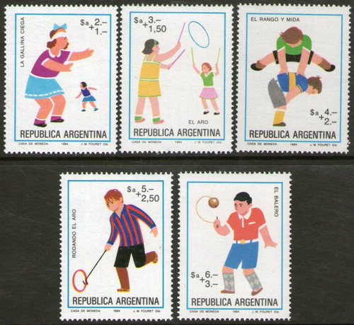 Argentina Serie Mint X 5 Sobretasa Filatelia = Niños 1984
