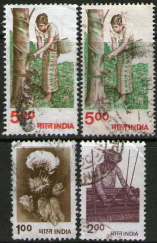 India Serie Completa X 4 Sellos Usados Agricultura Año 1980+