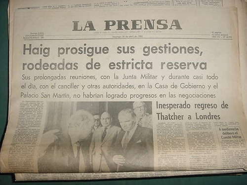 Diario Prensa Guerra Malvinas Falklands 18/4/82 Haig Junta