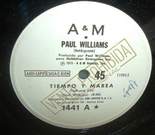 Paul Williams Tiempo Y Marea Simple Argentino Promo