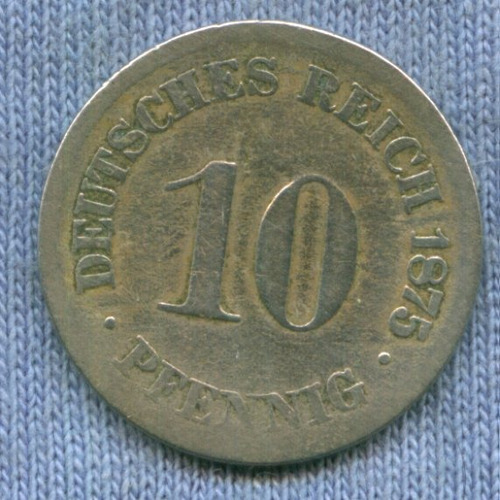 Alemania Imperio 10 Pfennig 1875 D * Wilhelm Ii *