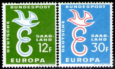 Saar-sarre Serie Completa X 2 Sellos Mint Serie Europa 1958