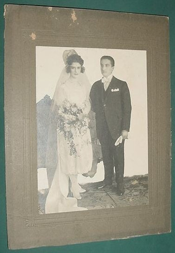 Antigua Fotografia Casamiento Boda Vestido Novia Moda 1921
