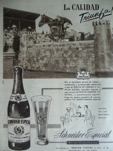 Cerveza Schneider / Publicidad Gráfica  Año 1955