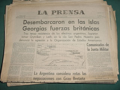 Diario Prensa Guerra Malvinas Falklands 26/4/82 Desembarco
