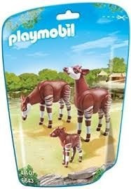 Playmobil 6643 Animales Zoo Okapis Con Cria Bebe Safari Js