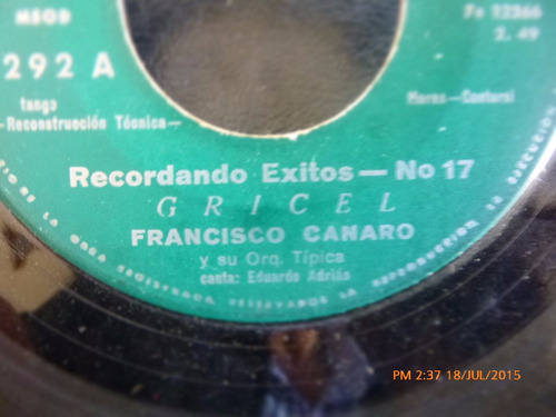 Vinilo Single De Francisco Canaro -- Gricel     ( R98