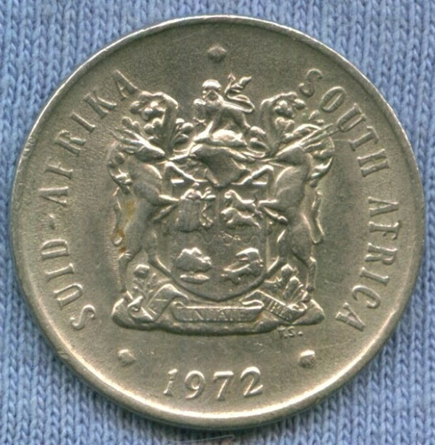 Imagen 2 de 2 de Sudafrica 20 Cents 1972 * Flores *