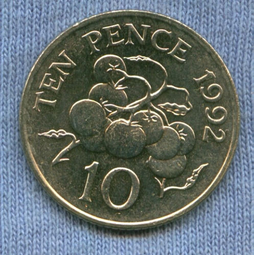 Guernsey 10 Pence 1992 * Planta De Tomate * Sin Circular *