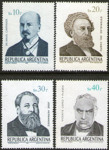 Imagen 1 de 2 de Argentina Serie X 4 Sellos Mint Personalidades I Año 1985